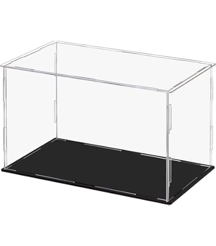 Caja Expositora Acrílica TA-VIGOR 30x25x15 Cm - Base Negra, Antipolvo Para Colecciones