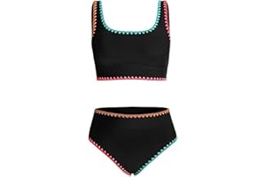 OXUBOAO Girls Bikini Set for Kids Swimming Costume Teen Swimsuit Girls Bathing Suit 2 Piece Beach Coverup Swimwear