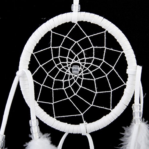 Traumfänger Handgemachte weiß Feder mit Clear Perlen Dreamcatcher Wand Hängende Dekoration - 7