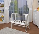 WALDIN Baby Beistellbett mit Matratze, natur oder weiß lackiert - 2