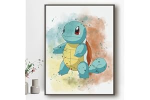 MA LITTLE CANV Affiche Pokemon - Décoration murale pour chambre d'enfant fille ou garcon - Motif Pikachu Evoli | Sans Cadres 30x40cm (Carapuce)