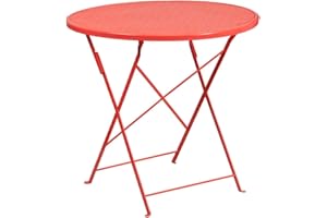 Flash Furniture Oia Commercial Grade 30" Round Coral Indoor-Outdoor Steel Folding Patio Table
