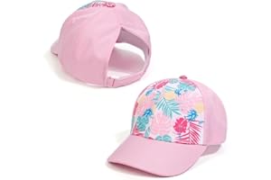 Apooke Chapeau De Soleil pour Enfants Casquette De Baseball à Larges Bords avec Trou pour Queue De Cheval Toddler Girls Sun-Proof Peak-Cap 3-6T High Bun Ponycap Kids Baseball Cap Girls