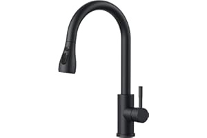 FORIOUS Bateria Kuchenna z Wyciąganą Wylewką, Kran Kuchenny Czarna, Baterie Kuchenne Zlewozmywakowe, Stal Nierdzewna, 360° Obrotowa z Funkcją Podwójnego Natrysku, Dwie Funkcje Spryskiwania