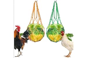 LA DESIRE Chicken Vegetable String Bag Poultry Fruit Holder Chicken Cabbage Feeder Treat Feeding Tool with Hook for Hens Chicken Coop Toy for Hen Goose Duck