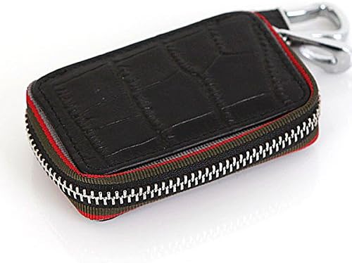 Men Kind Leather Door Car Smart Key Holder Case Ring Small Purse Keychain (S Size, Black)