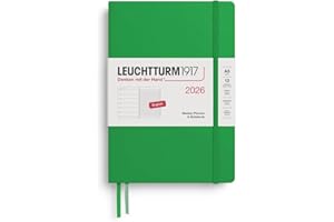 LEUCHTTURM1917 372657 - Agenda semainier et bloc-notes 2026 - Format moyen (A5) - Motif feuille de printemps - En anglais