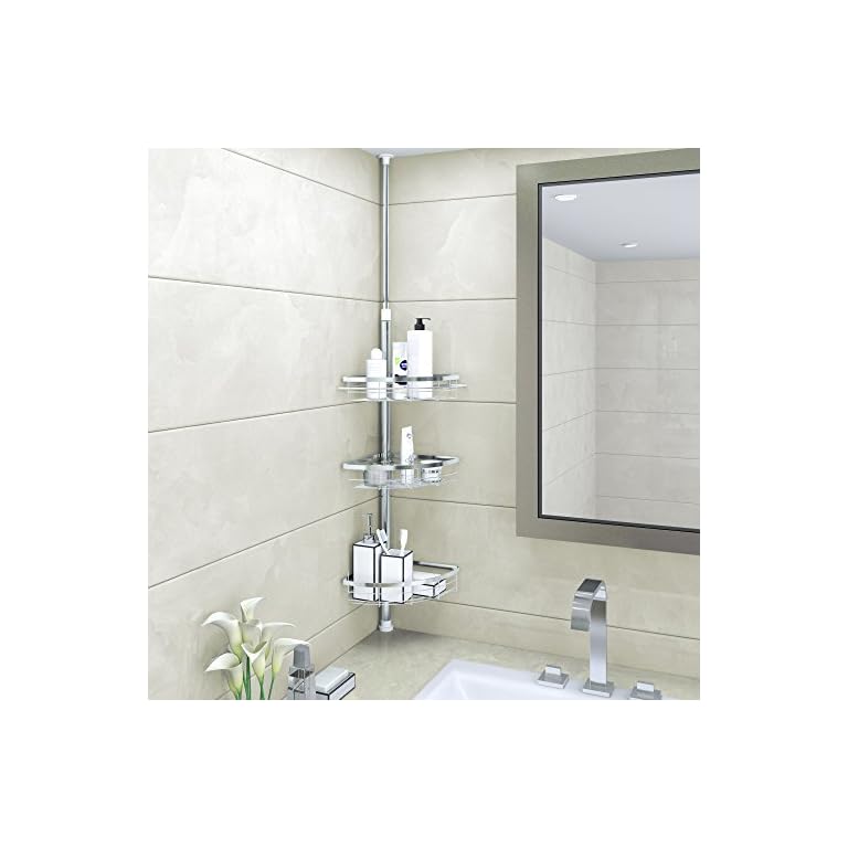 Lifewit Estante De Baño,Rinconera Estantería Ducha,Ajustable con Palo Y