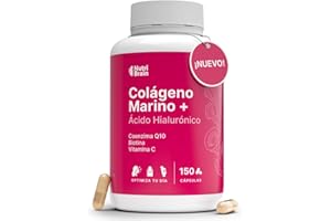NUTRIBRAIN Colágeno Marino Hidrolizado Puro + Ácido Hialurónico, Coenzima Q10, Biotina & Vitamina C | 150 Cápsulas | Alta Biodisponibilidad | 5 Meses | Péptidos Tipo I | Piel, Cabello, Uñas, Articulaciones