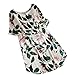 Produktbild Huihong Frauen Sommer Elegante Leinen Baumwolle Kleid Dame Blumendruck Minikleid Party Kleid S-5XL Große Größe Kurzarm Kleid (Weiß, XL)