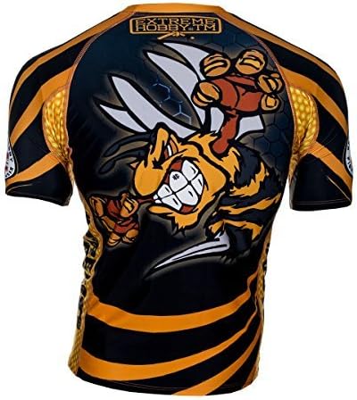 Wasp Short Sleeve Rash Guard Top. Extreme Hobby Durability &amp; Rivalry. MMA Fightwear (size XXLarge)
