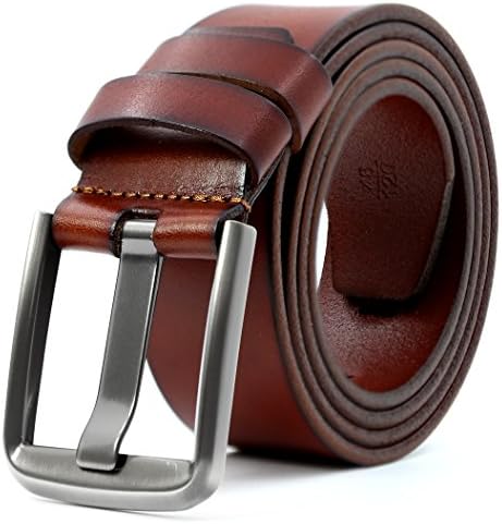 3ZHIYI Full Grain Leather Belt 1.5" Pin Buckle Jeans for men