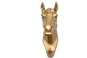 Tubayia Golden Tierkopf Wandhaken Kleiderhaken Huthaken Schlüsselhaken Wanddeko für Wohnzimmer, Schlafzimmer, Hotel (Pferdekopf)