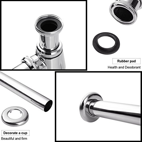 BONADE® Runde Form Röhrensifon Siphon Geruchverschluß 1 1/4″ für Waschtisch / Waschbecken, Messing verchromt - 7