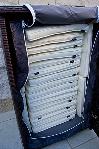 PolyRattan Kissenbox DEUTSCHE MARKE — EIGNENE PRODUKTION 7 Jahre GARANTIE Garten Möbel incl. Glasplatte für 20 Sitzkissen Ragnarök-Möbeldesign (braun) Gartenmöbel Gartentisch Aluminium Rattan Beistelltisch, Stehttisch - 3