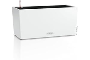 LECHUZA-Pflanzgefäß BALCONERA Color 40 weiß, Balkonkasten mit Bewässerungssystem, Wasserstandsanzeiger und Pflanzeinsatz, Matte Oberfläche, 40 x 19 x 19 cm, 15479