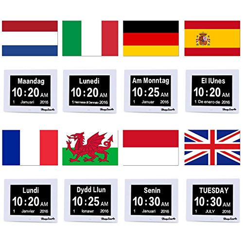 Honglanao ® 8 „Digitaler Kalender Tag Uhr mit Nicht Abbreviated Tag & Monat & Digital Kalender – Woche Zeit Alzheimeruhr ,Seniorenuhr Sehr Gut Geeignet für ältere (weiß). - 6