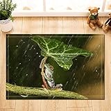 Alfombrilla de baño Antideslizante con diseño de Rana y Hojas para Bloquear la Lluvia y la...