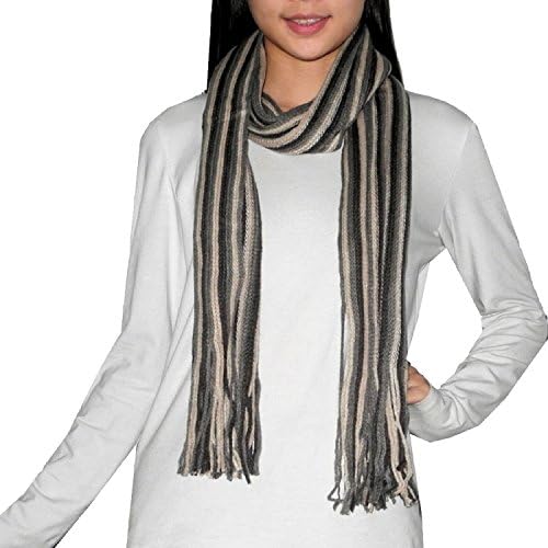Mens / Womens Comfortable &amp; Super-Soft Striped Thin Knit Winter Wrap / Scarf With Fringes one size Multicolor