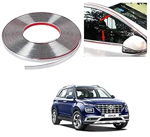 Auto Addict Car Side Window Door Beading Roll Silver Chrome Strip(14MM,20 Mtrs) for Hyundai Venue