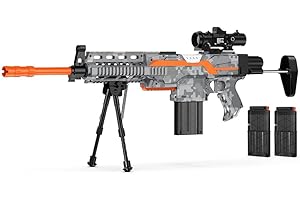 FoMass Pistola de Juguete eléctrica Sniper, 3 Modos, Pistola de Espuma de Juguete automática con Alcance, 2 revistas, 100 Dardos, Rifle de Francotirador eléctrico de Juguete para niños Grey