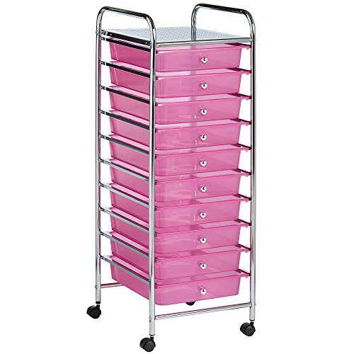 VonHaus 10 Schubladen Pinker Mobiler Aufbewahrungswagen für Heim, Büro & Salon mit Gratis Erweiterter 2-Jahres-Garantie VonHaus 10 Schubladen Pinker Mobiler Aufbewahrungswagen für Heim, Büro & Salon mit Gratis Erweiterter 2-Jahres-Garantie