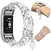 Produktbild ZXK CO Armbänder für Fitbit Charge2 Uhrenarmband, Damen Elastische Dehnung Ersatzarmband Handgemachte Perlen Perle Uhrenarmband für Fitbit Charge2-Weiß