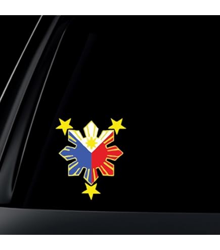 Car Flag Decal Philippines Flag Sun And Stars Sticker – 2 Inch, Glossy White, Made In USA JDM Vinyl Decal - Foto 13