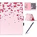 Price comparison product image Yokata iPad Air 2(iPad 6) PU Leather Multi-Function Case with Flip Stand Cover, Colourful Painting Pattern Stylish Design Wallet Case with Card Cash Slot Soft TPU Inner Case Protective Skin for iPad Air 2 + 1 X Capacitive Pen - Heart Flower