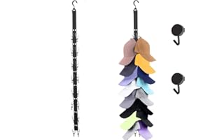 LMSAWK Casquette Inoxydable Clips, Organisateur Casquette Mural, Support Casquette Nylon Noir, Pour Les Chapeaux de Baseball, Les clips du Chapeau, le Placard, 16 Crochets