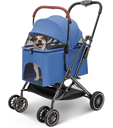 For 2 Dogs Double Dog Pushchair Shoulder Strap Portable Stroller Pet  Stroller For Small Dogs 4-