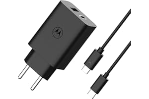 Motorola - Caricabatterie Turbopower a ricarica rapida da 50 W con tecnologia USB-PD QC 4.0 per telefono cellulare - Include cavo da USB-A a USB-C da 1 m