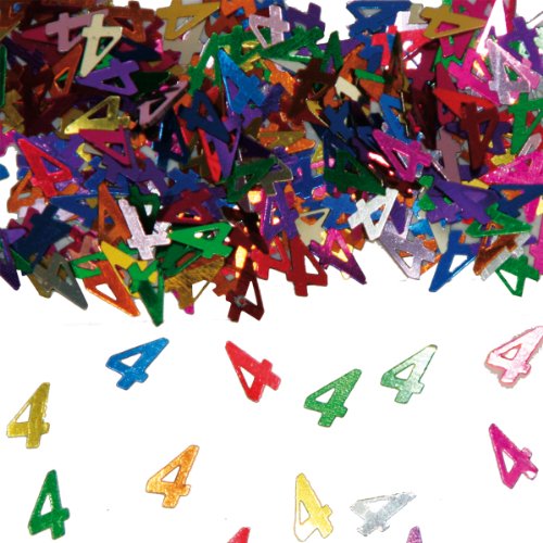 Bunt glitzerndes Konfetti mit Geburtstagszahl: 4 // Tüte mit 15g (ca. 1000 einzelne Konfetti's) // Deko Tischdeko Jubiläum Zahlenkonfetti Metallkonfetti Streukonfetti vierter Geburtstag Birthday Kinder Kindergeburtstag