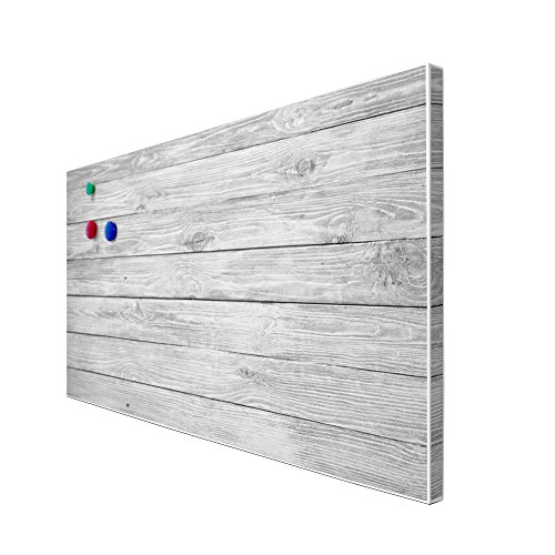 banjado – Pinnwand Magnettafel weiß 78cm x 37cm quer mit Motiv Weiß Gebeizt - 3