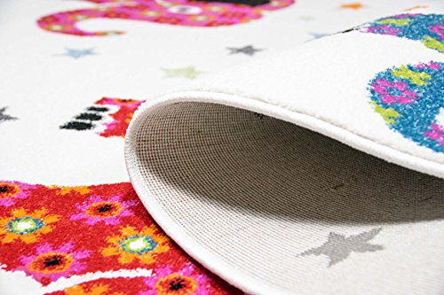 Kinderteppich Spielteppich Kinderzimmer Teppich bunte Elefenten Multicolour Creme Rot Grau Türkis Pink Grün Orange Schwarz Größe 120×170 cm - 6