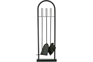 Fire Vida Arc Companion Set, Metallo, Cromo/Nero, 4 Pezzi, Ghisa, H 71 x L 23 x P 18 cm Circa