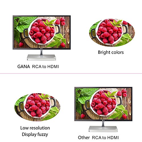 RCA zu HDMI, GANA 1080P Mini RCA Composite CVBS AV zu HDMI Video Audio Converter Adapter Unterstützung PAL / NTSC mit USB Ladekabel für PC Laptop Xbox PS4 PS3 TV STB VHS VCR Kamera DVD - 7