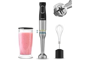 Cecotec Katana TotalDestroy 1500XL Mixeur plongeant Cream BL, 1500 W, 21 vitesses et Turbo, 4 lames en titane noir, capot anti-éclaboussures, pied extra-long, fouet pour monter les blancs en neige