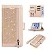 Produktbild Edauto Handyhülle Kompatibel mit iPhone 6 Plus/iPhone 6S Plus Hülle Glitter Diamant Flip Case Tasche Magnetisch Handytasche Kartenfächer Ständer Schutzhülle Reißverschlusstasche Handyschale Gold