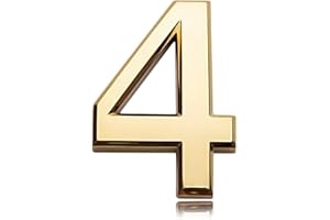 ACEHOME 3 Inch Front Door Numbers, 3D Self Adhesive House Numbers Plaques Waterproof Mailbox Signage DIY Chrome Polished Address Numbers Sign for Home Office Hotel Apartment Door Room Wall, Gold (4)
