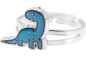 USHOBE Stimmungsring, Dinosaurier, offener Ring, niedlicher Dinosaurier-Stimmungsring, Farbwechsel, verstellbare Größe, Ring für Frauen, Teenager, Mädchen