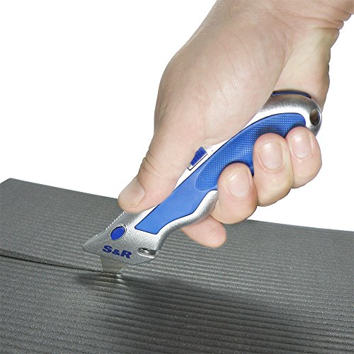 S&R Schnellwechssel – Profi – Teppichmesser 165mm, SK5 Klinge 3-stufig,Wechssel per Knopfdruck,4 Klingen - 2