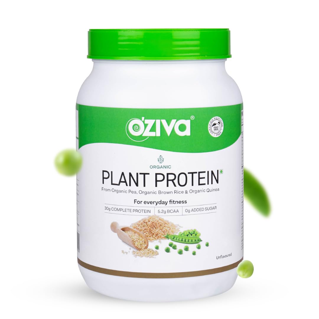 OZiva Organic Plant Protein for Everyday Fitness | 30g Protein - Pea Isolate | Complete Plant Protein Powder | No Added Sugar