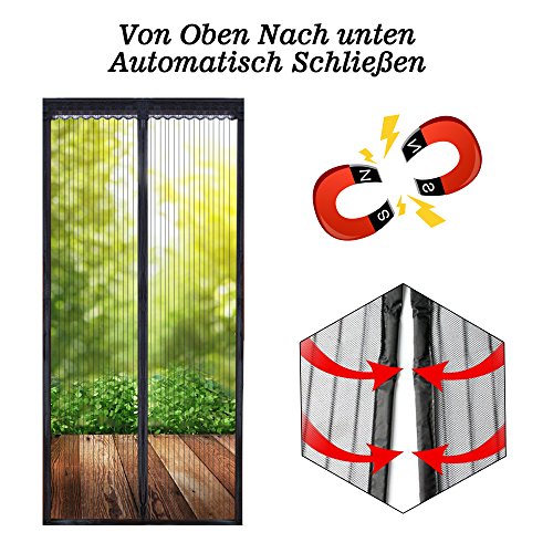 Fliegengitter Tür, Allezola Magnet Fliegengitter Vorhang, Magnetvorhang für Türen 90*210cm, Moskitonetz mit Magnetverschluss, Insektenschutzgitter, Türvorhang, Ideal für die Balkontür, Kellertür und Terrassentür - 3