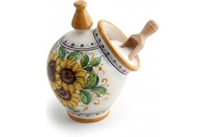 ILAB Saliera in ceramica decorata a mano da ceramisti siciliani di Santo Stefano di Camastra girasole art 15