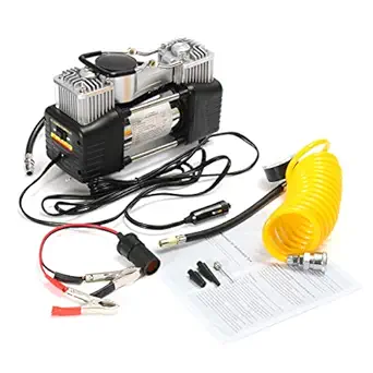Sisliya Portable Air Compressor Pump, 150PSI Tire Inflator, 12V Heavy Duty Double Cylinders Air Pump for Car, Truck, RV, Bicycle and Other Inflatables(Silver)