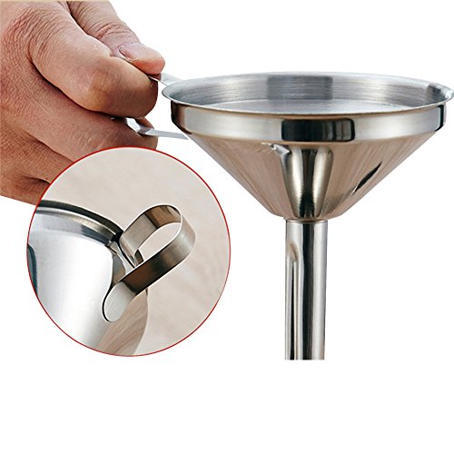 Japace® Trichter mit Schlauch und herausnehmbarem Sieb aus Edelstahl 14cm - 2