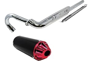 DCO TUBO DE ESCAPE + SILENCIADOR PARA DIRT BIKE PIT BIKE 49cc (Negro-Rojo)