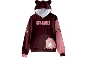 acsefire Sweat Anime Cosplay Enfants Spy x Family Sweat à Capuche à Manches Longues Pull Amusant avec Oreille de Chat pour Les Fans de Loid Yor Anya