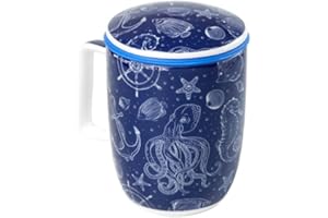 TEA SHOP - Taza de Té o Infusiones con filtro, infusor y tapa - Mug Harmony Thalassa - Taza para Tés e Infusiones Fabricada en Porcelana